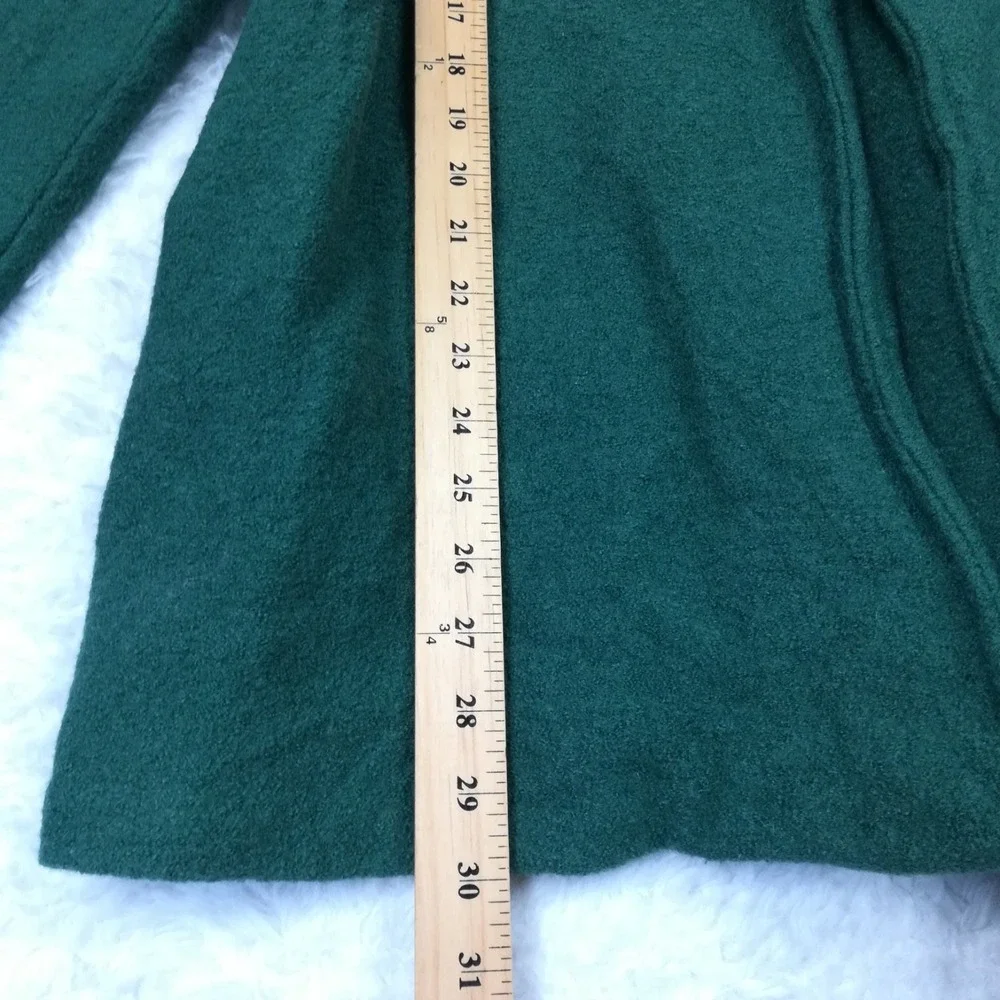Rachel Zoe Womens Cardigan Jacket Wool Blend Dark Green Open Front Textured XL